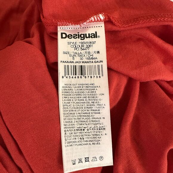 Desigual Miranda Flutter Sleeve Dress SMALL Surplice Neckline Stretch - Picture 8 of 8